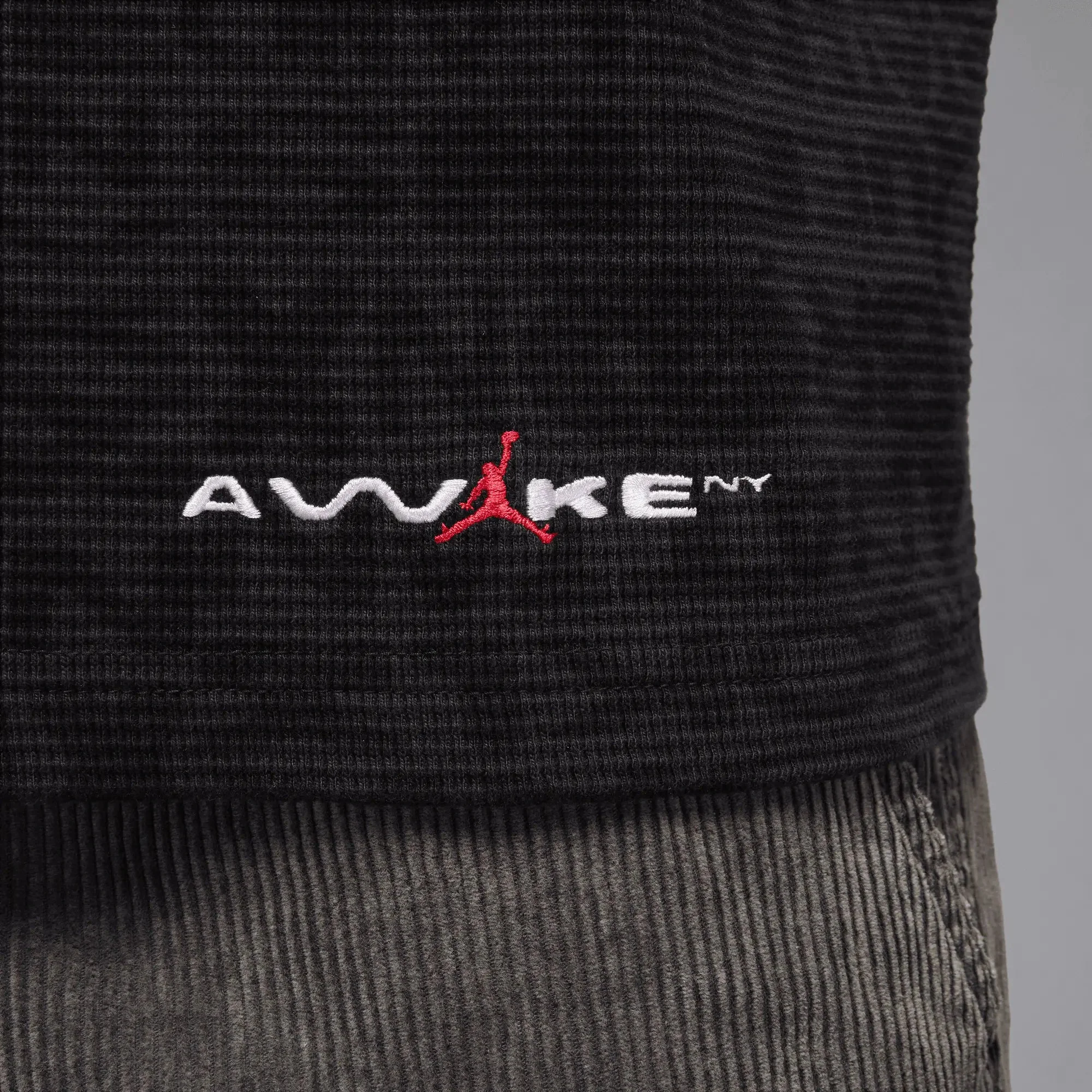 Jordan x Awake NY Thermal Shirt (Black/Black/White/University Red) - Image 4