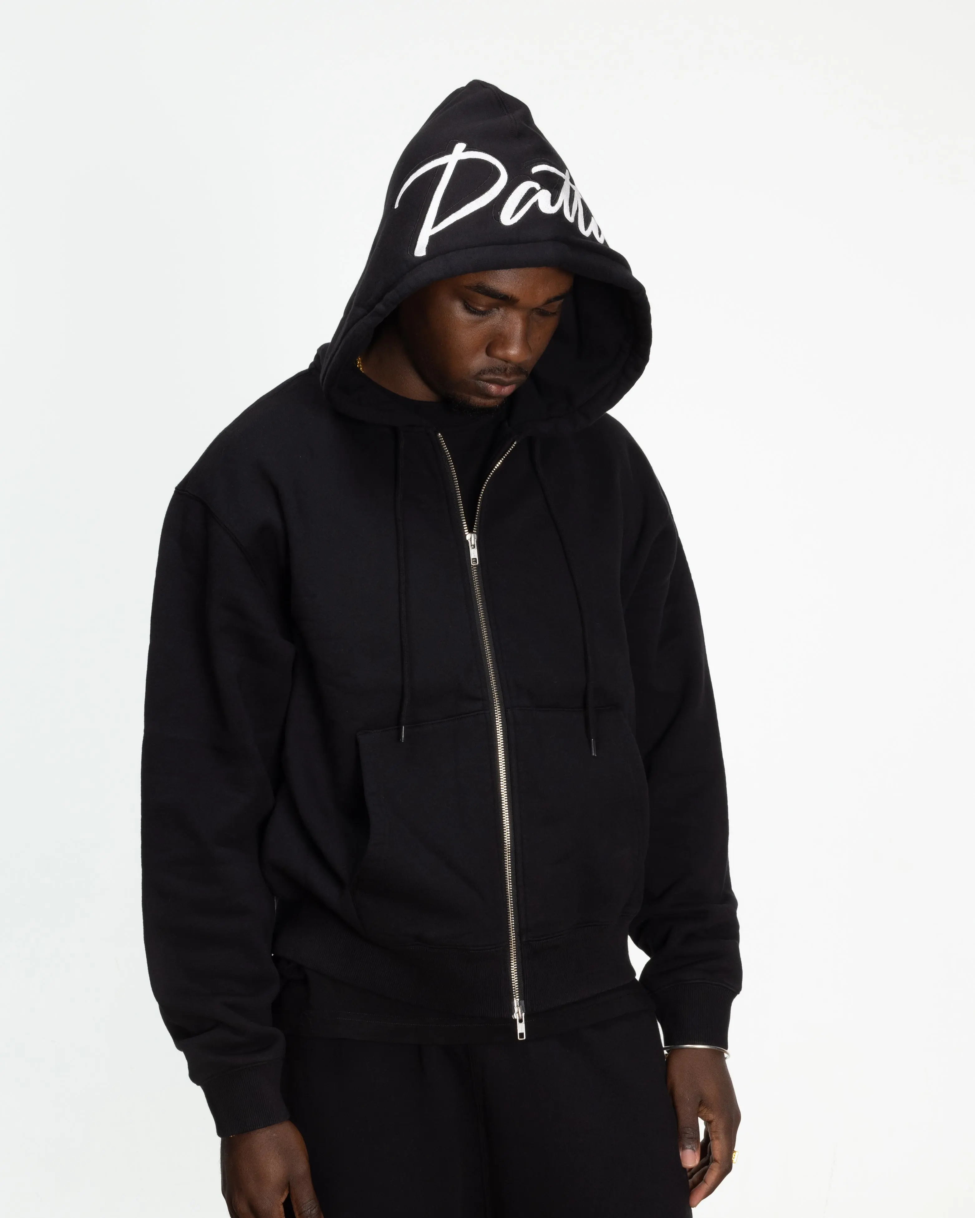 Patta Embro Classic Zip Up Hooded Sweater (Black) - Image 3
