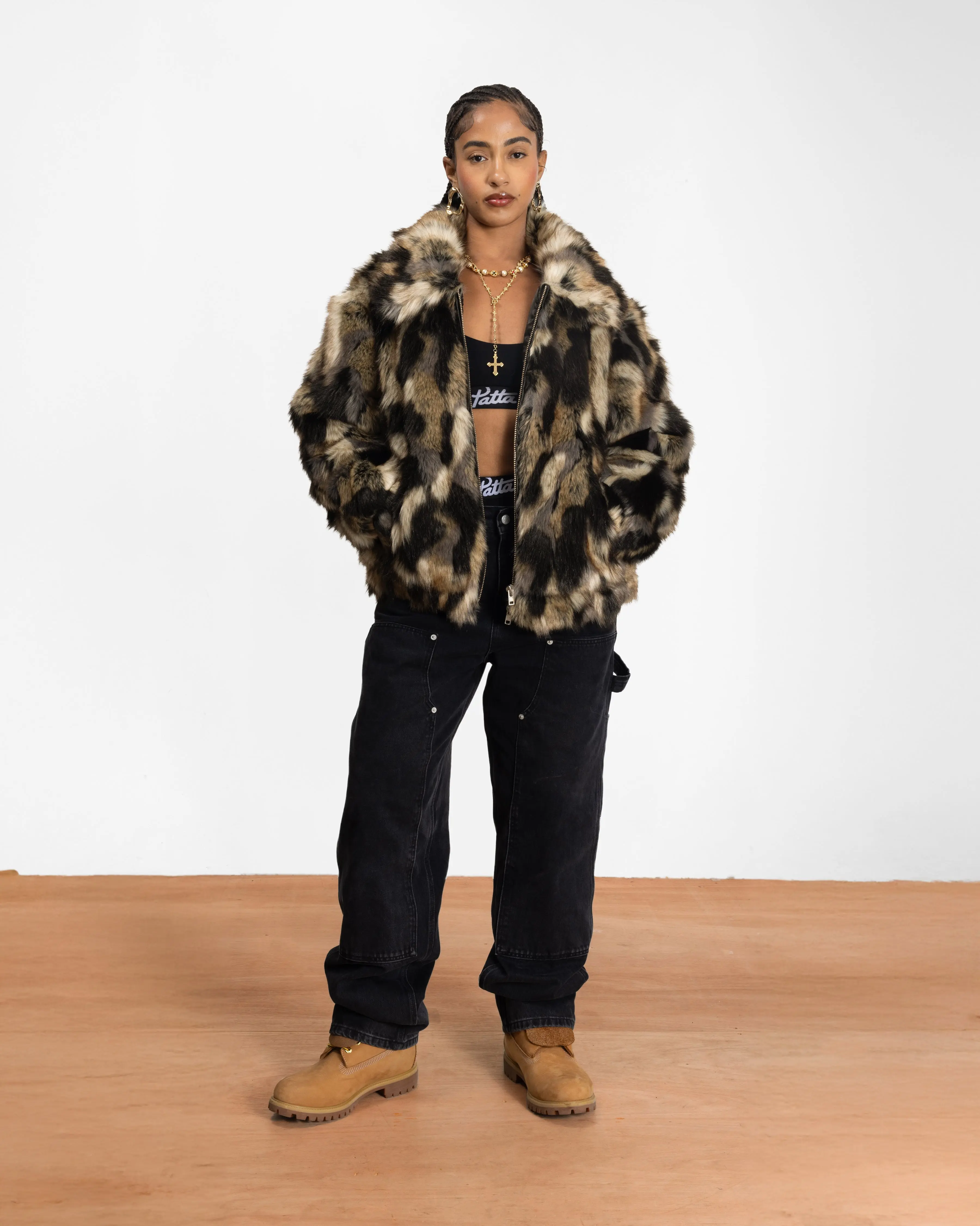 Patta Faux Fur Patchwork Jacket (Multi) - Image 4