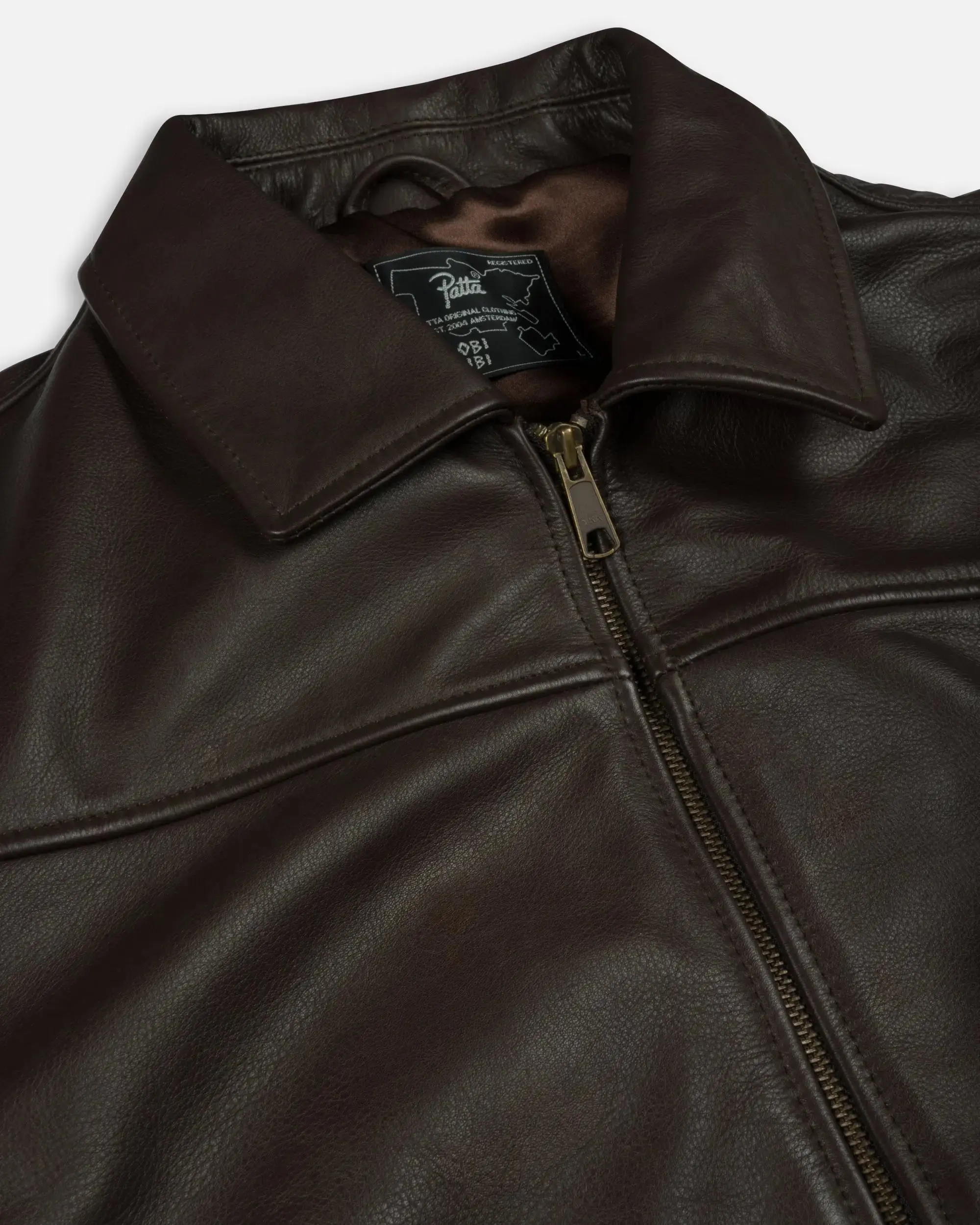 Patta Leather Bomber Jacket (Coffee Bean) - Image 6