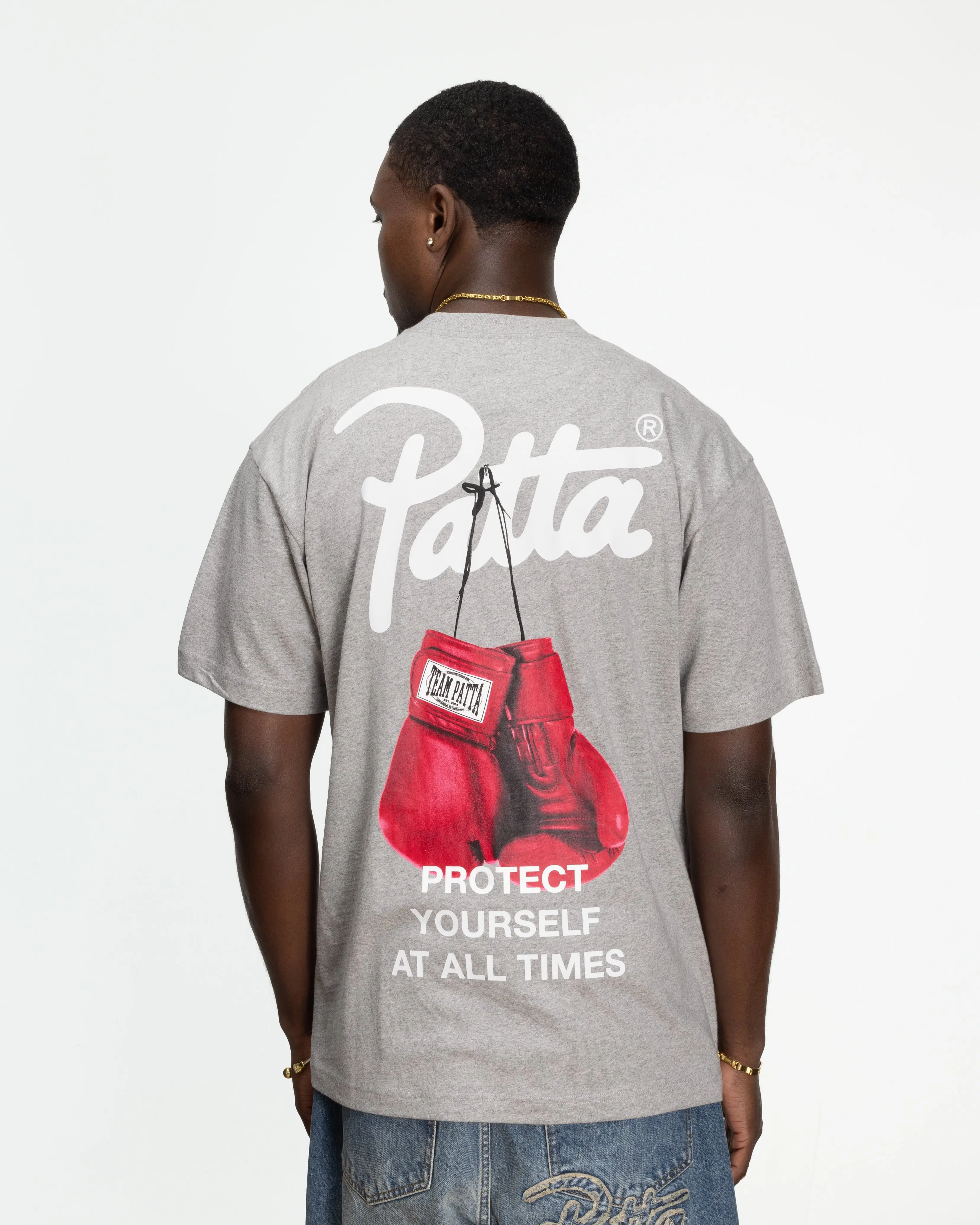 Patta Protect Yourself T-Shirt (Melange Grey) - Image 3
