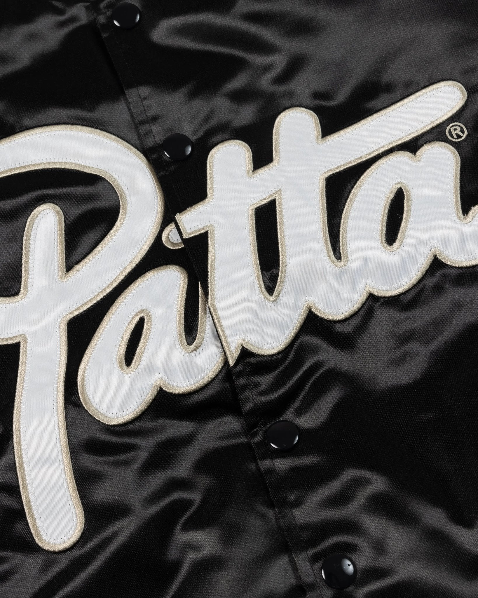 Patta Script Logo Satin Varsity Jacket (Black) - Image 3