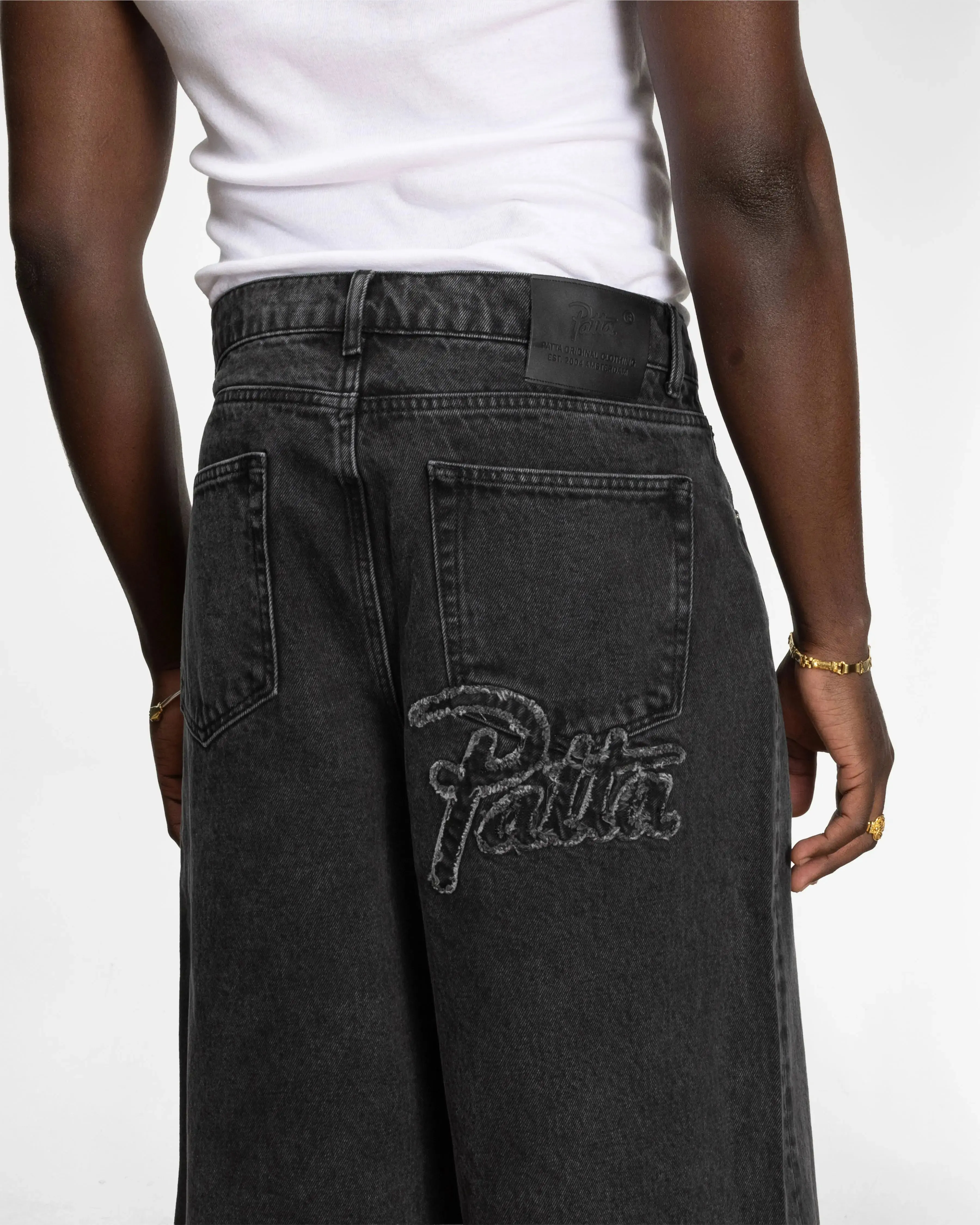 Patta Whiskers Denim Jorts (Black Denim) - Image 3