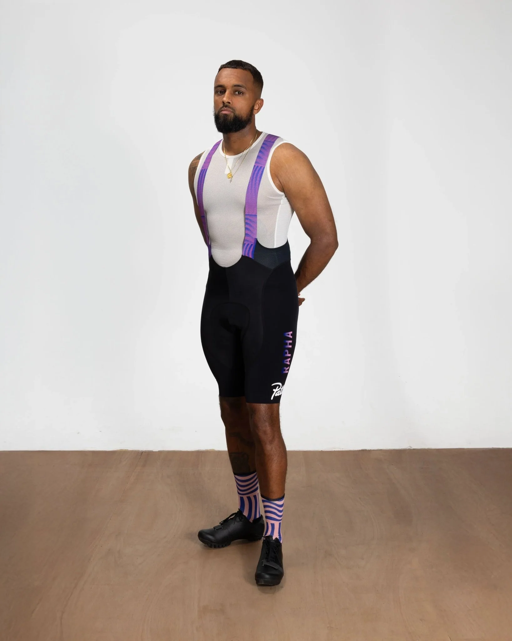 Patta x Rapha Men's Pro Team Bib Shorts (Flamingo Pink/Royal Blue/Black) - Image 3
